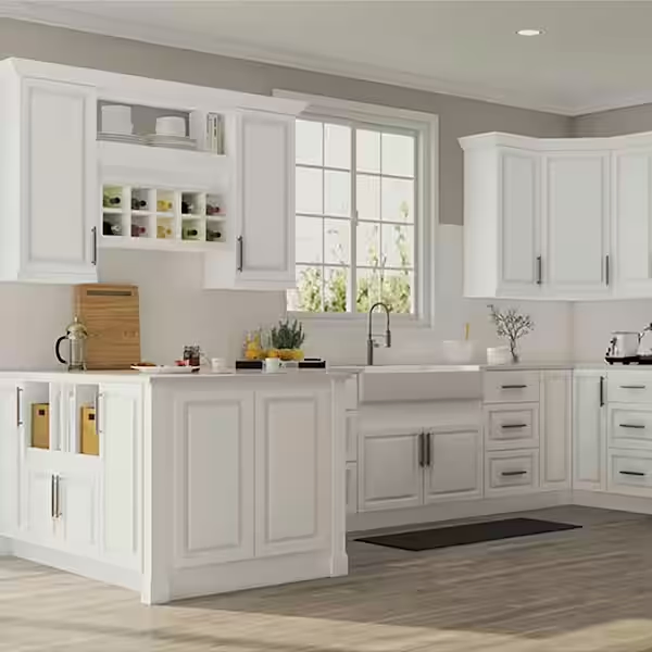 Gabinete de Cozinha com Porta de Painel Estilo Americano Shaker Cbmmart, Armário Base com Cesta Retrátil