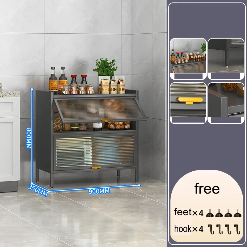 Armário de despensa com porta flip-up transparente para cozinha