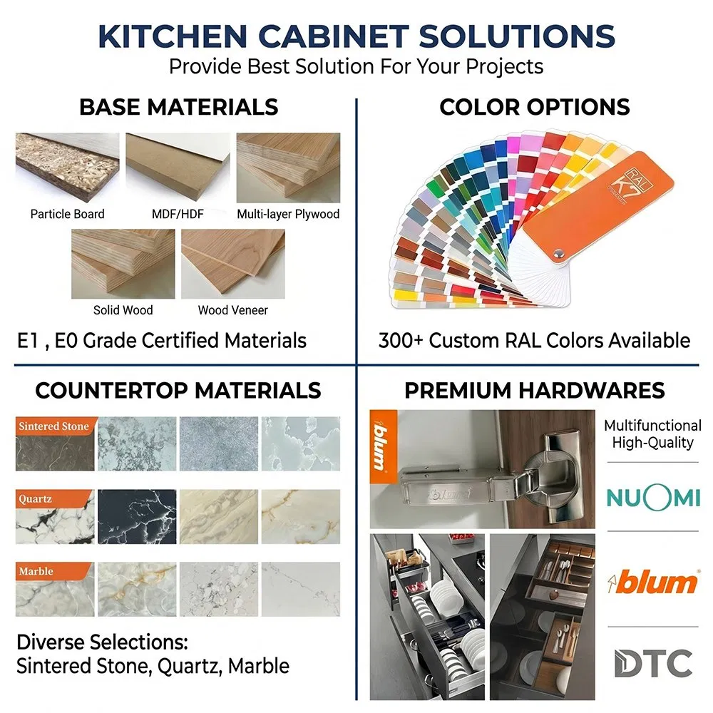 Fábrica de Foshan Design Moderno Armário de Cozinha Modular Personalizado em Compensado com Revestimento de Madeira, Armários de Cozinha com Ilhas