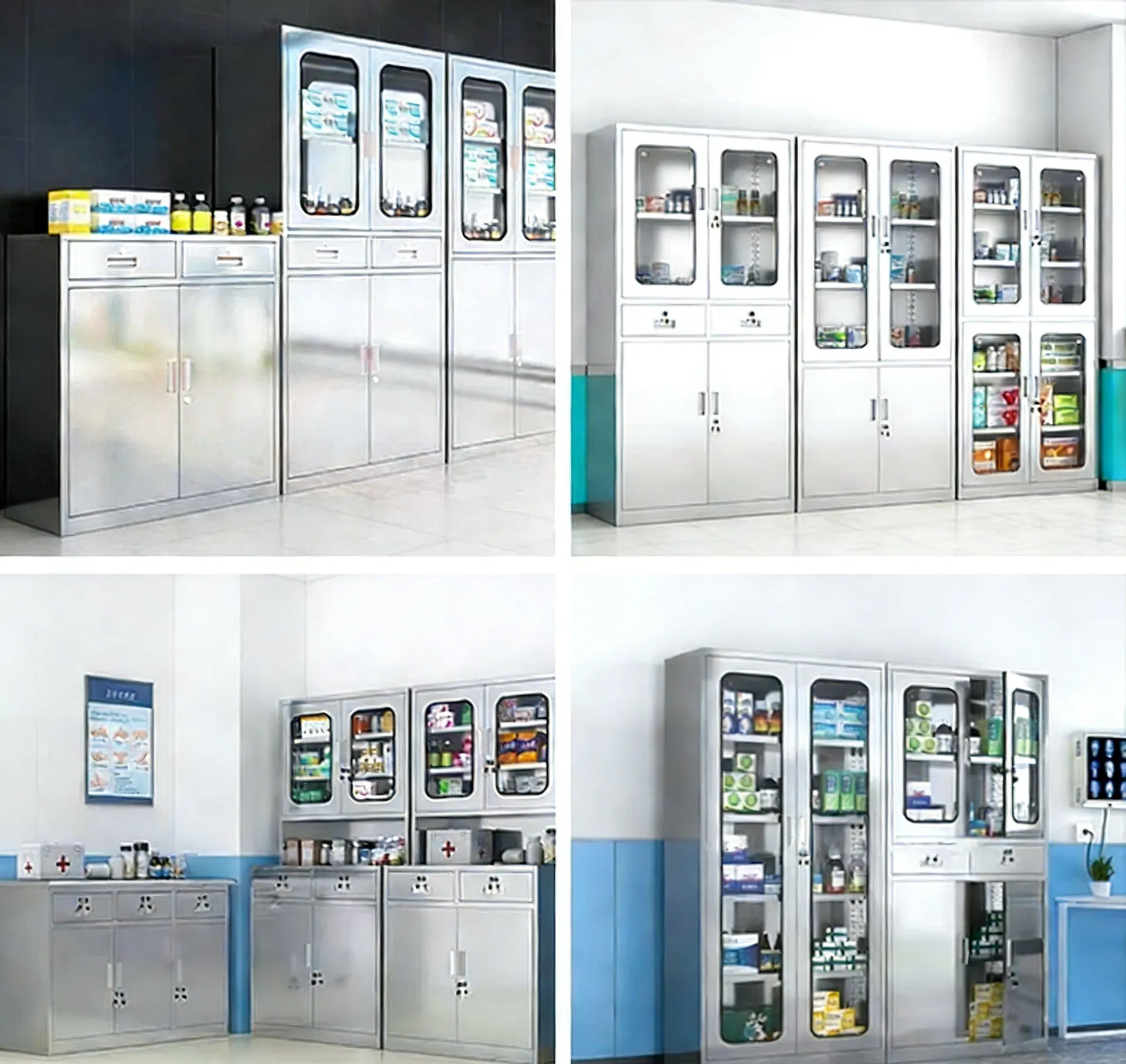 Armário de Medicamentos em Aço Inoxidável para Farmácia Hospitalar Mobiliário Hospitalar