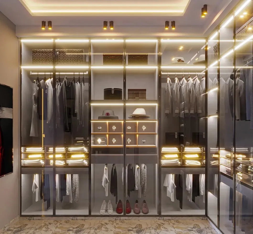 Móveis de Quarto por Atacado Sob Medida com Design de Gavetas Centro de Casa Armário de Canto Moderno de Plástico MDF com Vidro