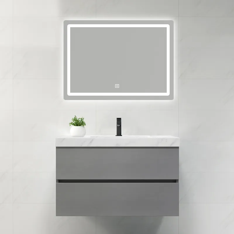 Bancada de Banheiro Flutuante Estilosa com Configuração de Duplo Lavabo