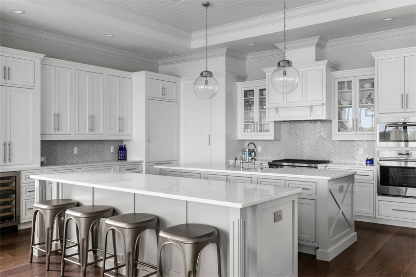 Gabinete de Cozinha com Porta de Painel Estilo Americano Shaker, Armário Base com Cesta Retrátil