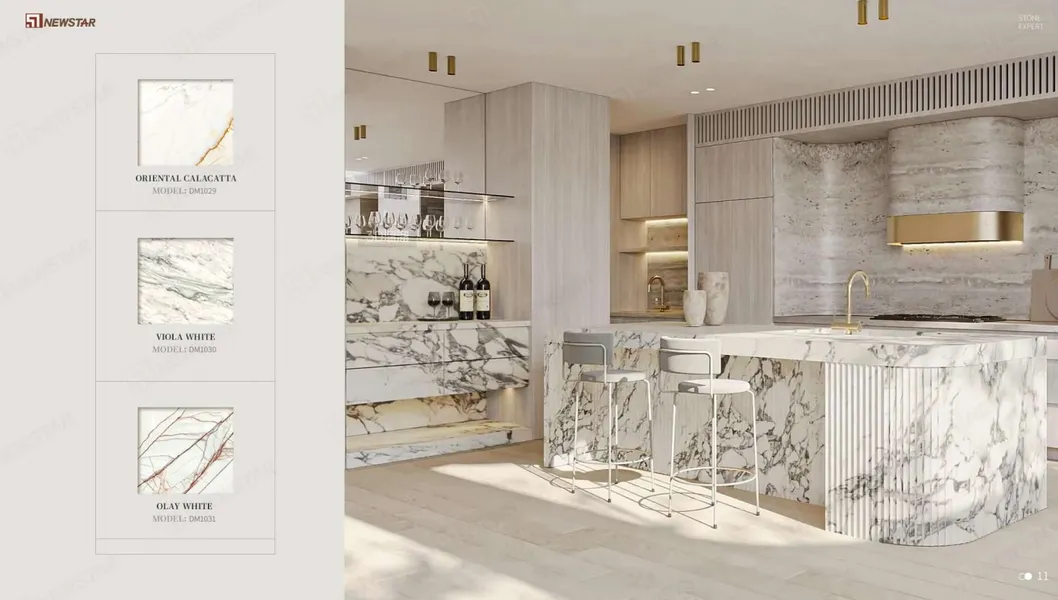 Ilha de Cozinha de Mármore Calacatta Viola Personalizada de Luxo com Topo de Contraposição Roxo e Branco para Interiores Residenciais e Comerciais Modernos