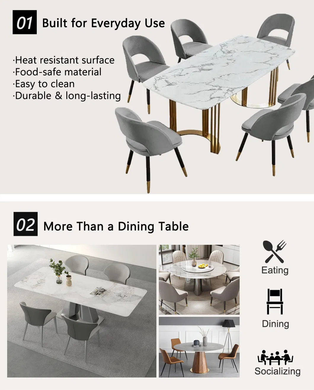 Bancada de Cozinha em Pedra Sinterizada Design Personalizado Estilo Luxuoso Pedra Natural Mármore Ilha