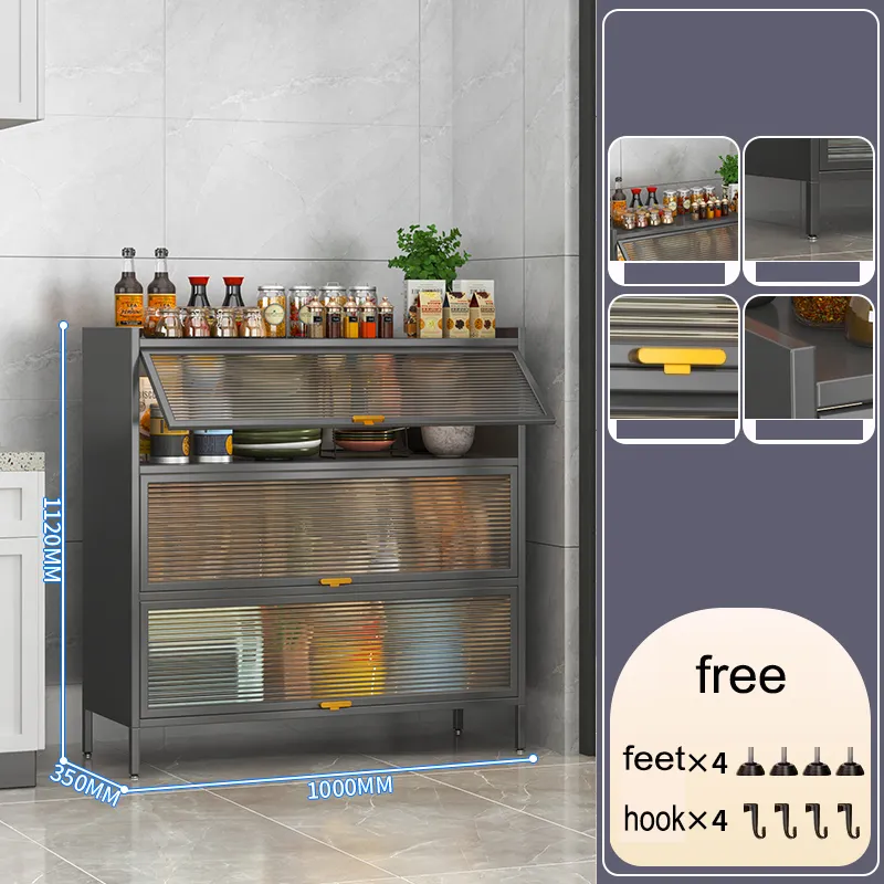 Armário de despensa com porta flip-up transparente para cozinha