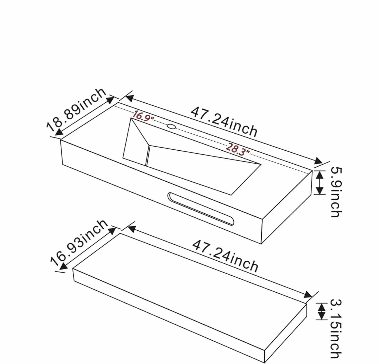 Conjunto de Pia de Banheiro Flutuante Ultra Moderno com Prateleiras Abertas e Espelho com LED