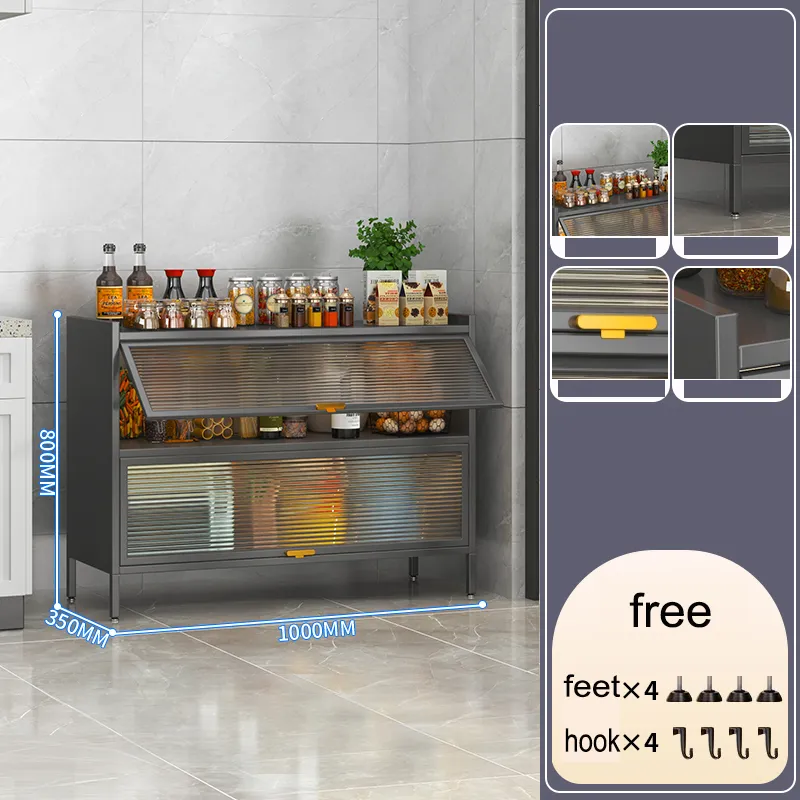 Armário de despensa com porta flip-up transparente para cozinha