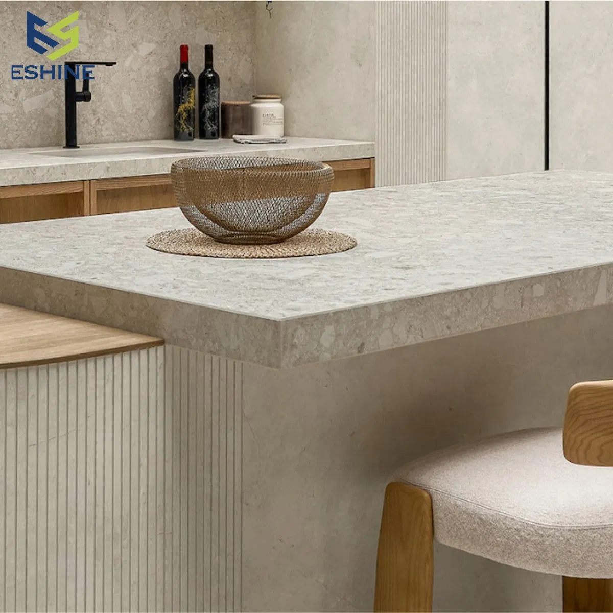 Painel de Parede de Pedra de Resina para Interior, Revestimento de Pedra Acrílica, Pedra de Rocha, Revestimento de Pedra para Paredes Exteriores e Interiores, Piso de Pedra, Superfície Sólida de Cerâmica, Ilha de Cozinha