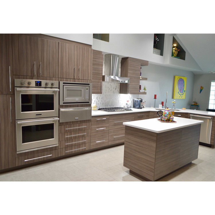 Novo Armário de Cozinha Personalizado Matt Luxo Preto Contemporâneo Melamina Estilo Europeu Design Moderno