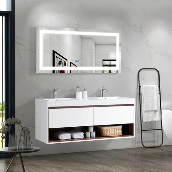 Móveis de Banheiro em MDF Branco Brilhante T9332