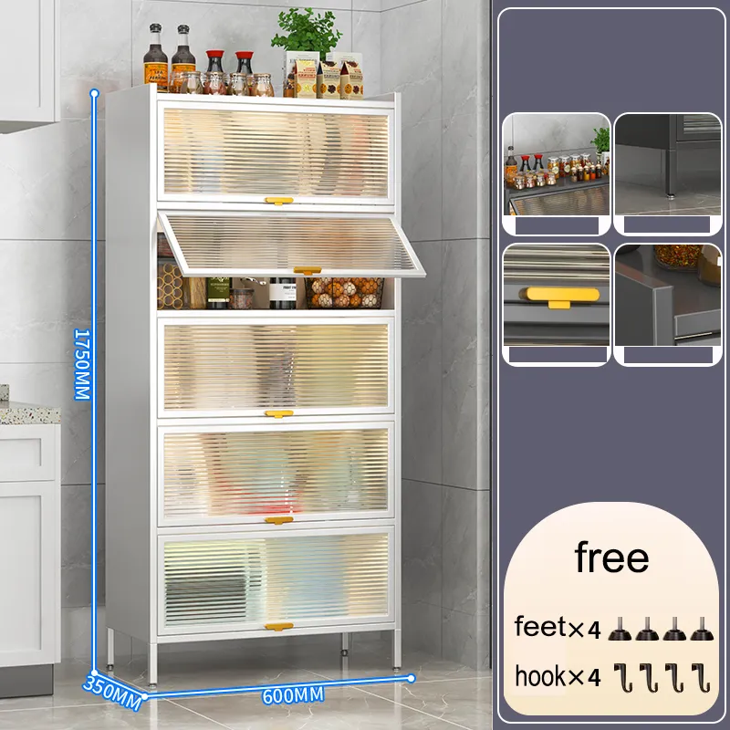Armário de despensa com porta flip-up transparente para cozinha