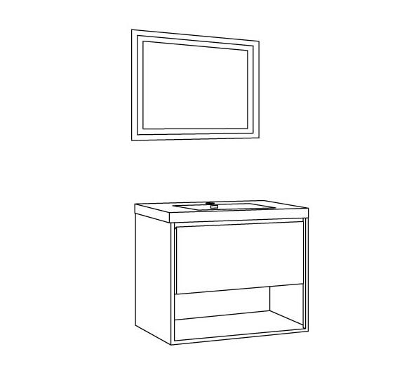 Móveis de Banheiro em MDF Branco Brilhante T9332