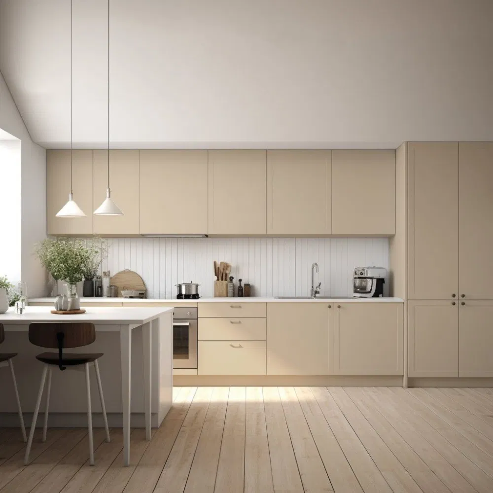 Cozinha Moderna com Design Personalizado de Armários e Ilha de Cozinha Completa