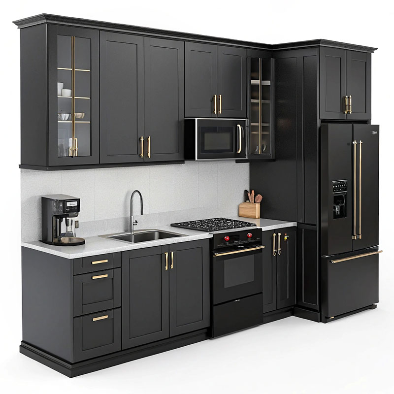 Design Personalizado Moderno Modular Armário de Cozinha de Madeira Sólida Embalagem Plana Feito em Foshan China