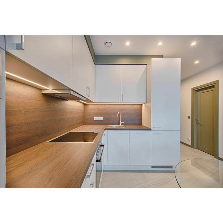 Novo Armário de Cozinha Personalizado Matt Luxo Preto Contemporâneo Melamina Estilo Europeu Design Moderno