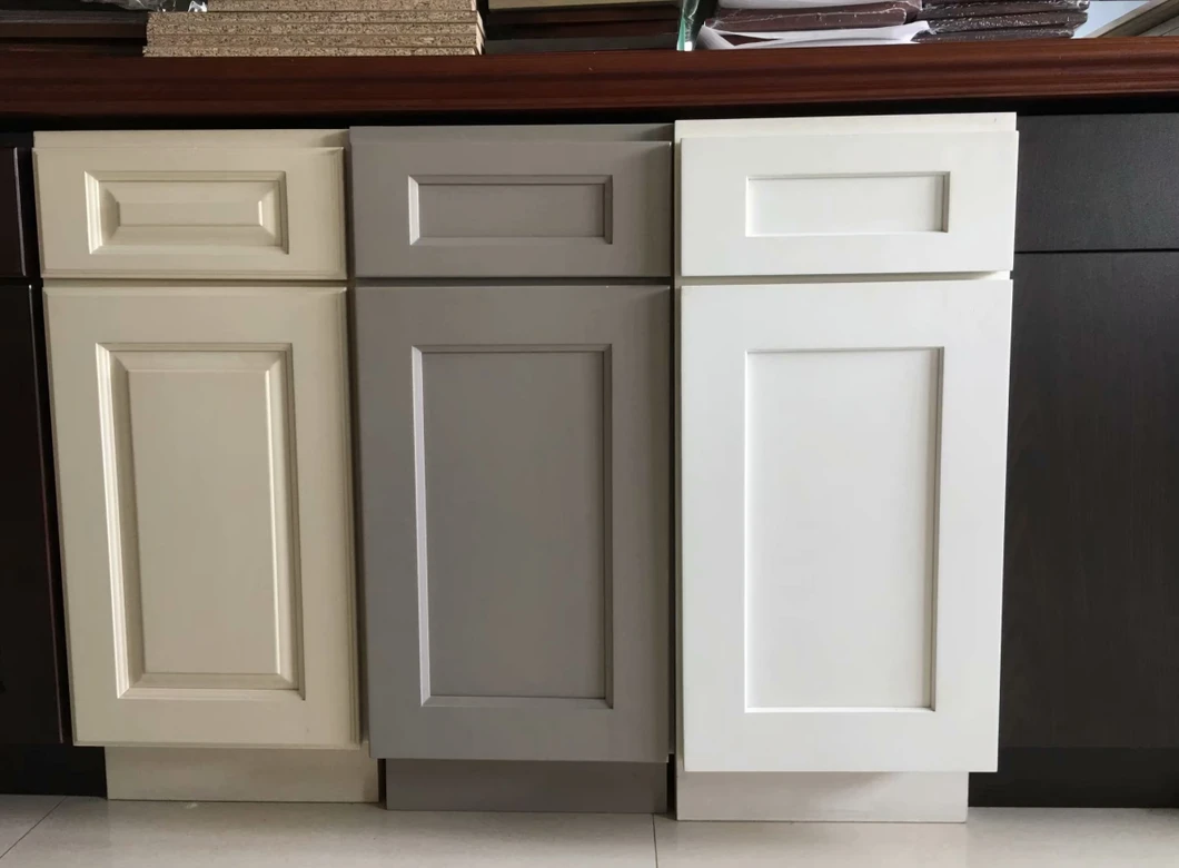 Gabinete de Cozinha com Porta de Painel Estilo Americano Shaker, Armário Base com Cesta Retrátil