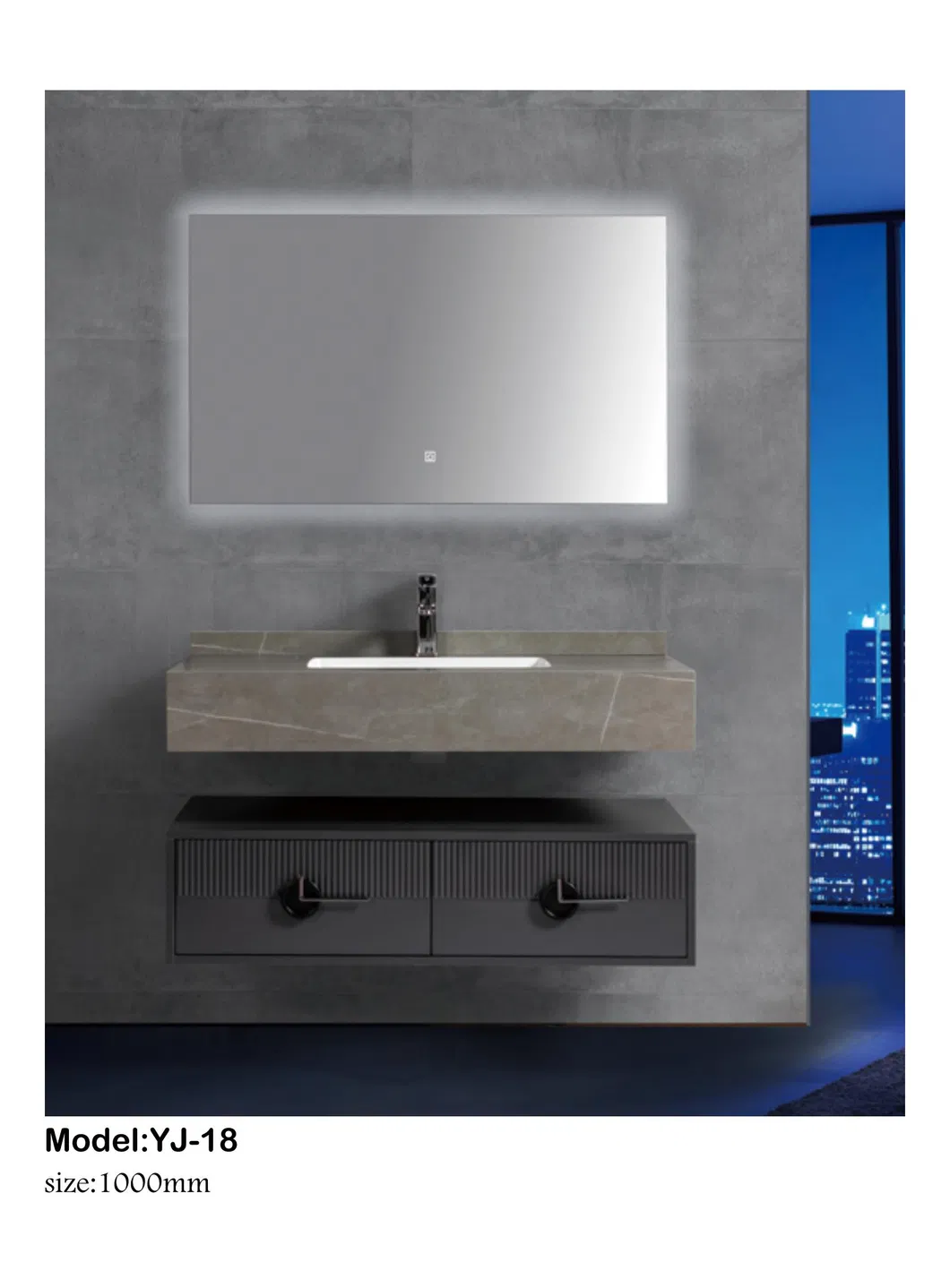 Móvel de Banheiro Moderno Personalizado em Madeira para Hotel com Lavabo Inteligente de Parede