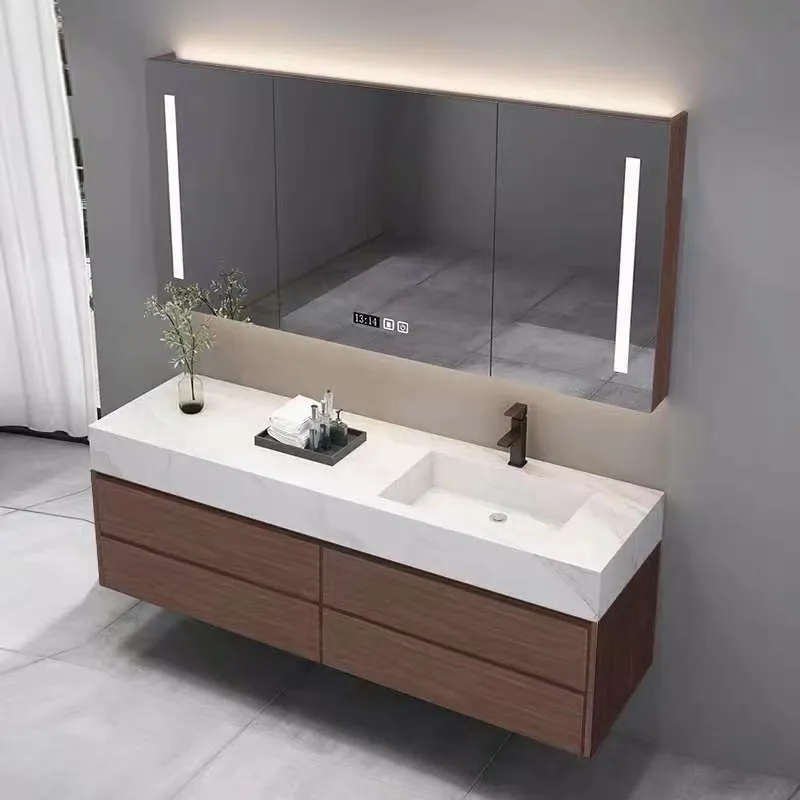Mármore OEM Pedra Moderna Parede MDF Mobiliário de Banheiro Hotel