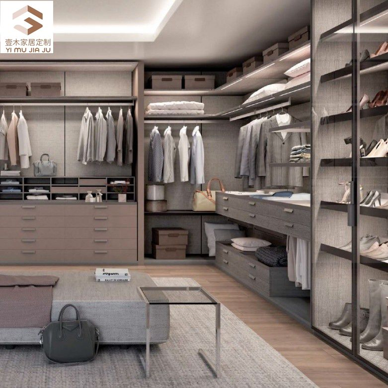 Guarda-roupa de madeira grande personalizado feito sob encomenda para o centro de casa, guarda-roupa de plástico MDF com gavetas, guarda-roupa de madeira Godrej, closet em canto, armário de linho walk-in
