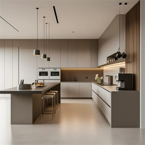 Projetos Residenciais de Design Moderno Completo Armazenamento Contemporâneo Moderna Despensa de Madeira Sólida com Ilha Armário de Cozinha Personalizado