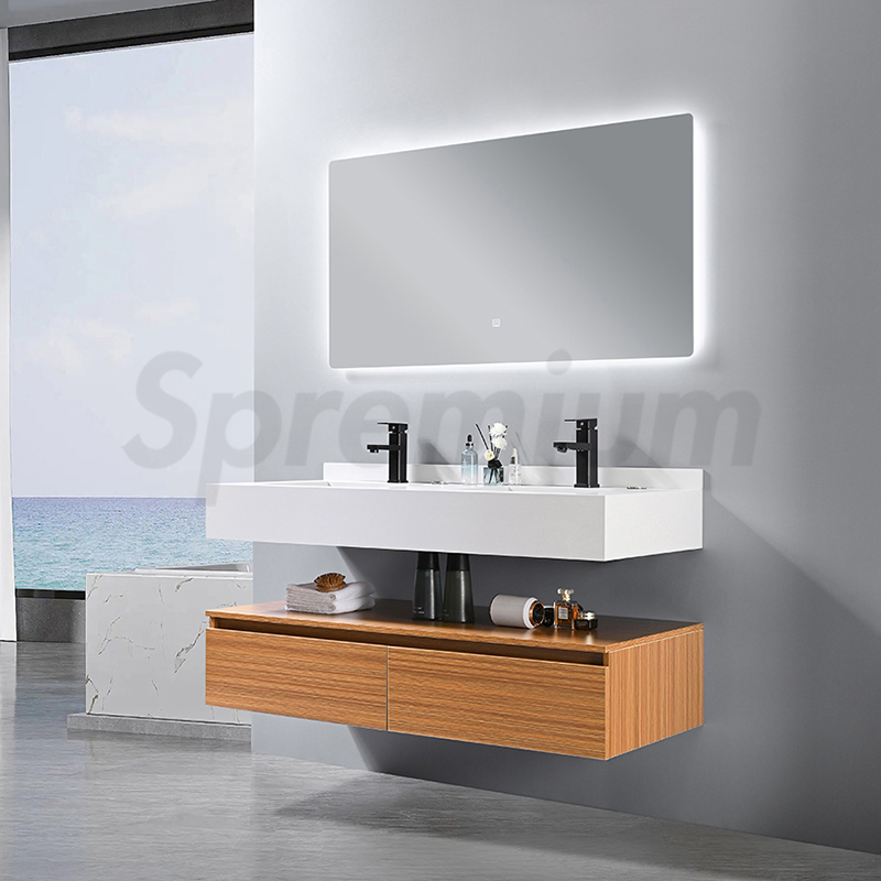 Gabinete de Banheiro Flutuante de Luxo Design MDF Montado na Parede