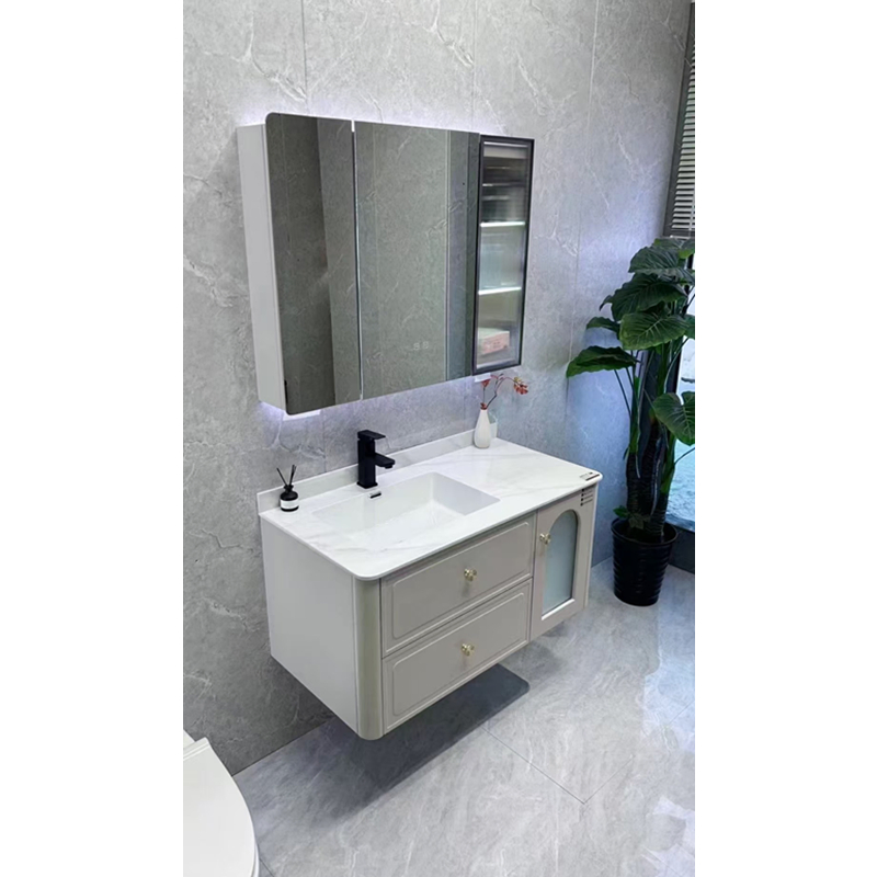 Conjuntos de Móveis de Banheiro Brilhantes e Frescos com Pias Flutuantes Simples e Duplas para Vaidade de Banheiro