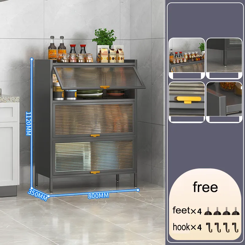 Armário de despensa com porta flip-up transparente para cozinha