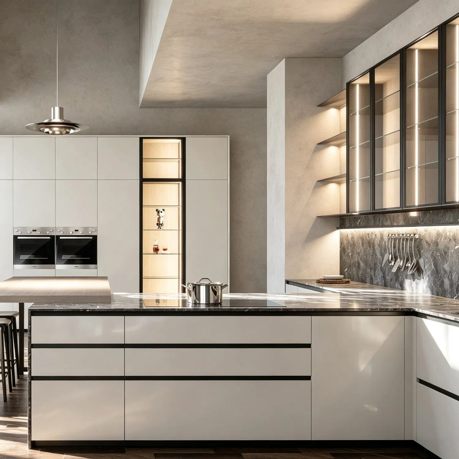 Made to Order Floor Standing Corner Wood Veneer Kitchen Cabinet