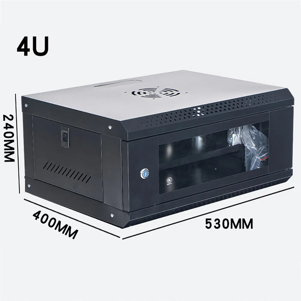 19 Armário de Rede Montado na Parede de 19 Polegadas 4u 6u 9u 12u Aço SPCC Porta de Vidro com Fechadura para Roteador Switch