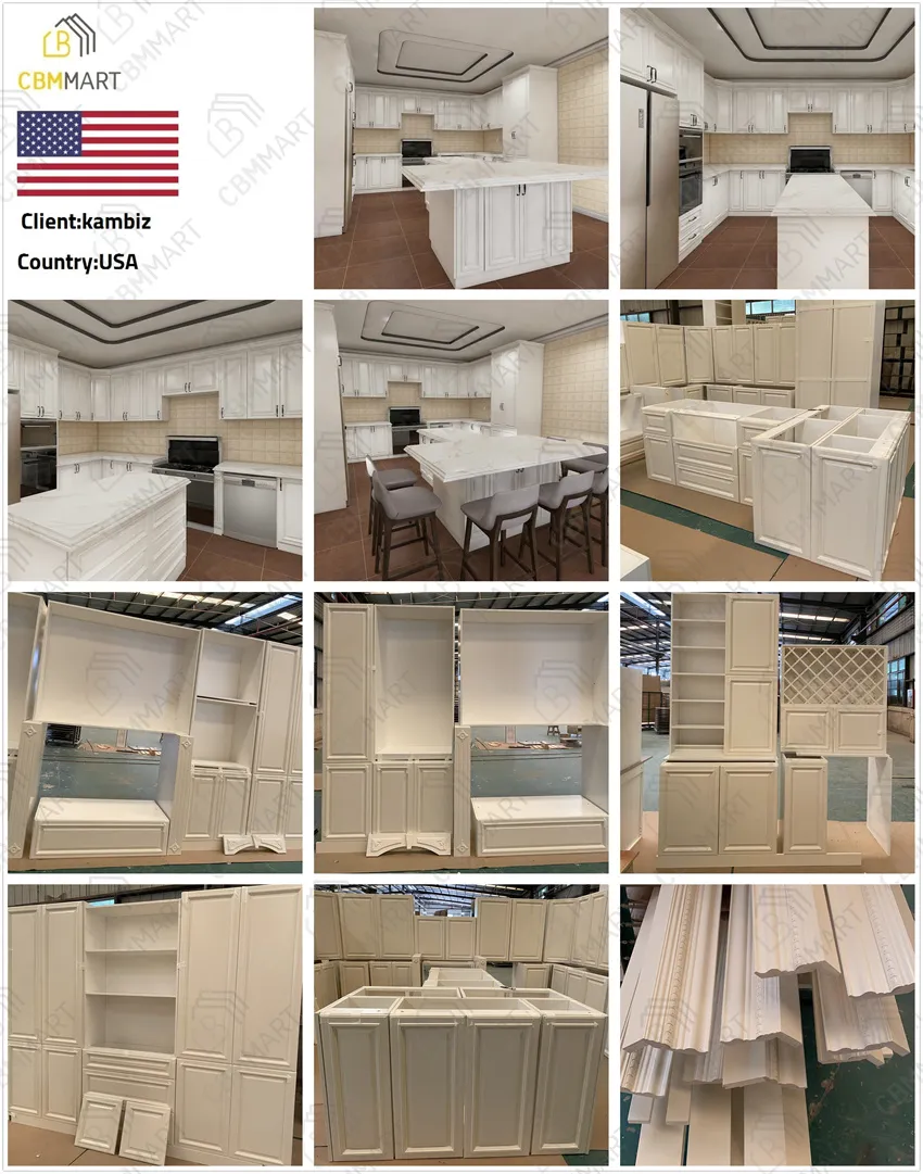 Gabinete de Cozinha com Porta de Painel Estilo Americano Shaker, Armário Base com Cesta Retrátil