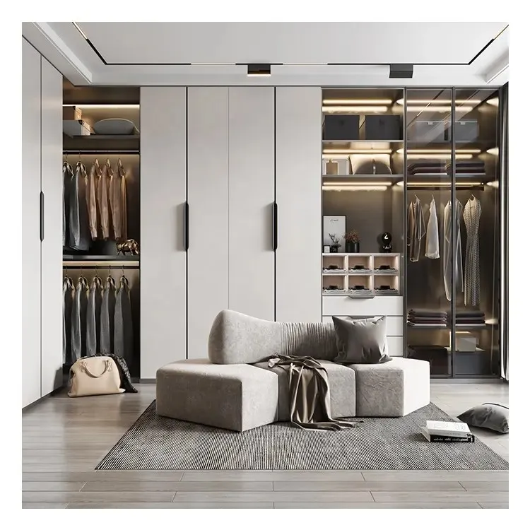 Móveis de Quarto por Atacado Sob Medida com Design de Gavetas Centro de Casa Armário de Canto Moderno de Plástico MDF com Vidro
