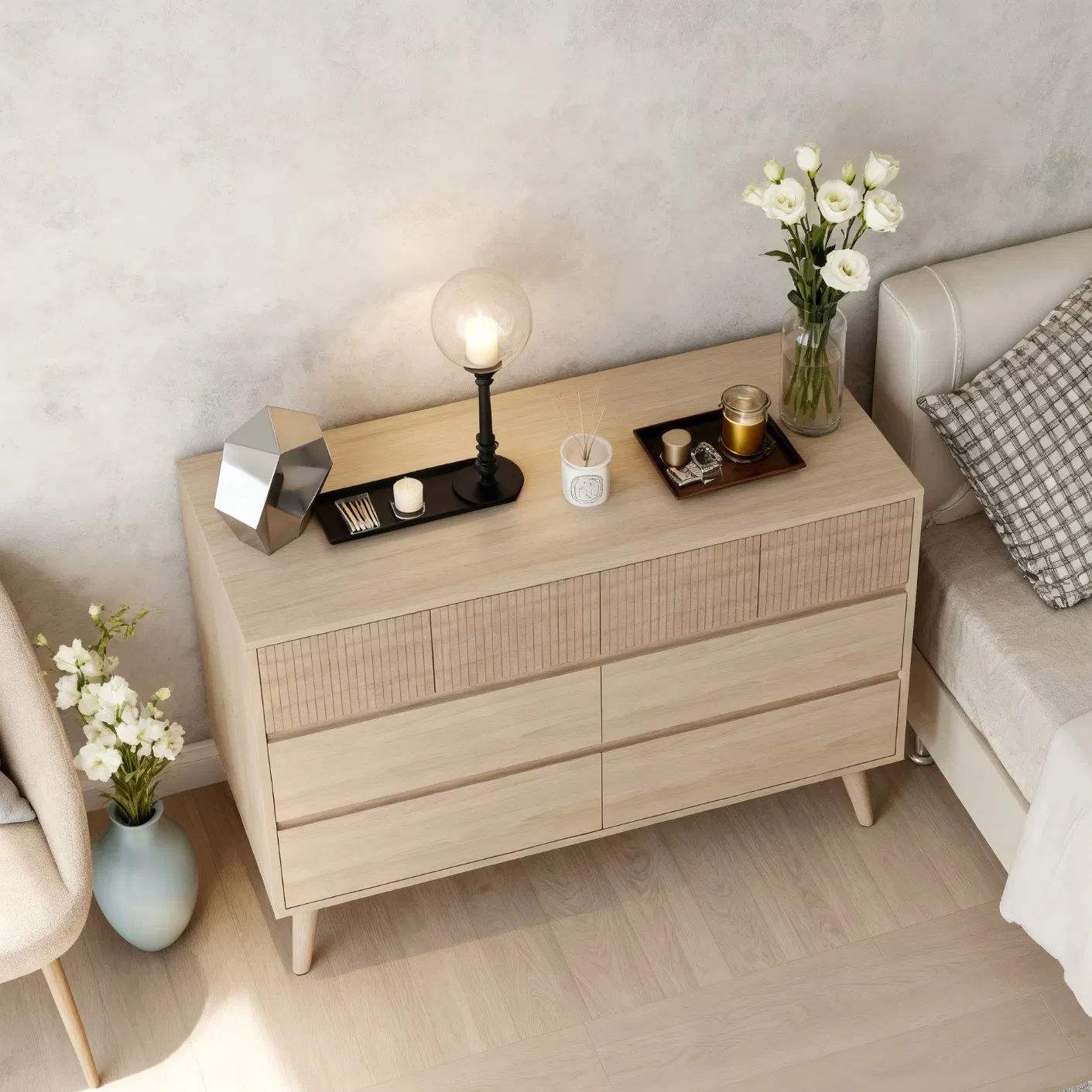 Móveis de Madeira Personalizados Design de Exibição de Luxo Atacado Armários de Armazenamento Altos em Laminado de Madeira Moderna