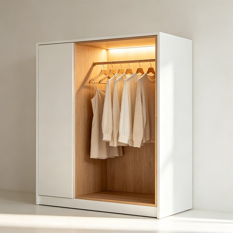 Porta de Armário de Madeira com Persiana Ventilada para Armazenamento de Roupa de Cama e Toalhas com Fluxo de Ar Respirável