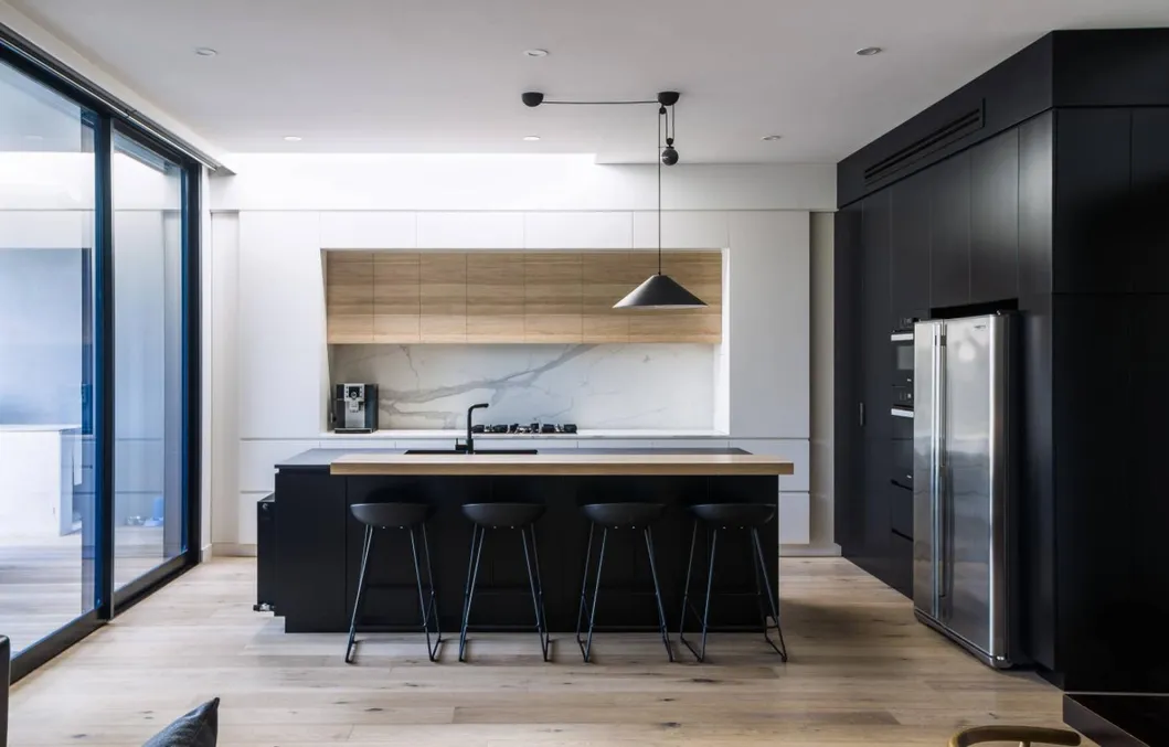 Design de Interiores de Casa Cozinha Cinza Escuro Prateleira de Suporte Exibição Base de MDF Pia Armários de Cozinha