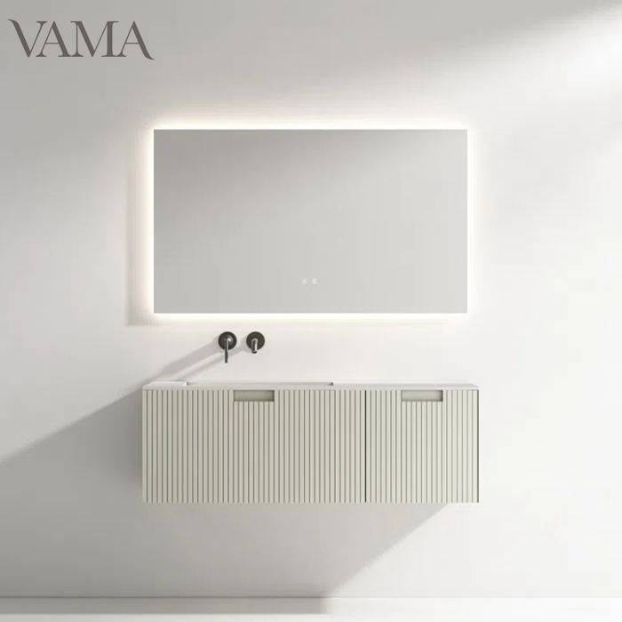 Vama 120cm Sem Furo para Torneira Bancada Moderna Efeito Ripple Móveis de Banheiro Cor Diferente
