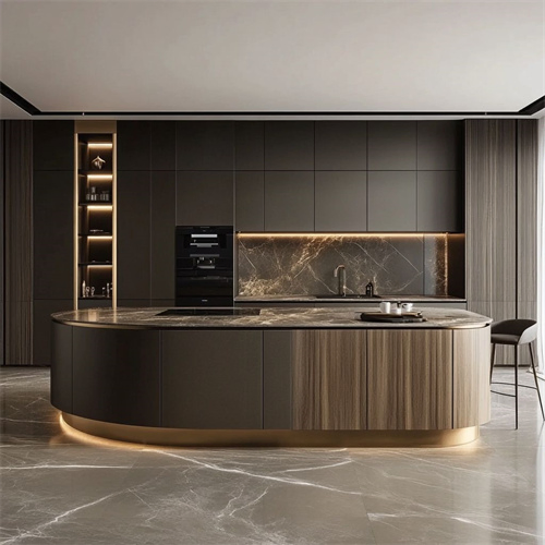 Projetos Residenciais de Design Moderno Completo Armazenamento Contemporâneo Moderna Despensa de Madeira Sólida com Ilha Armário de Cozinha Personalizado