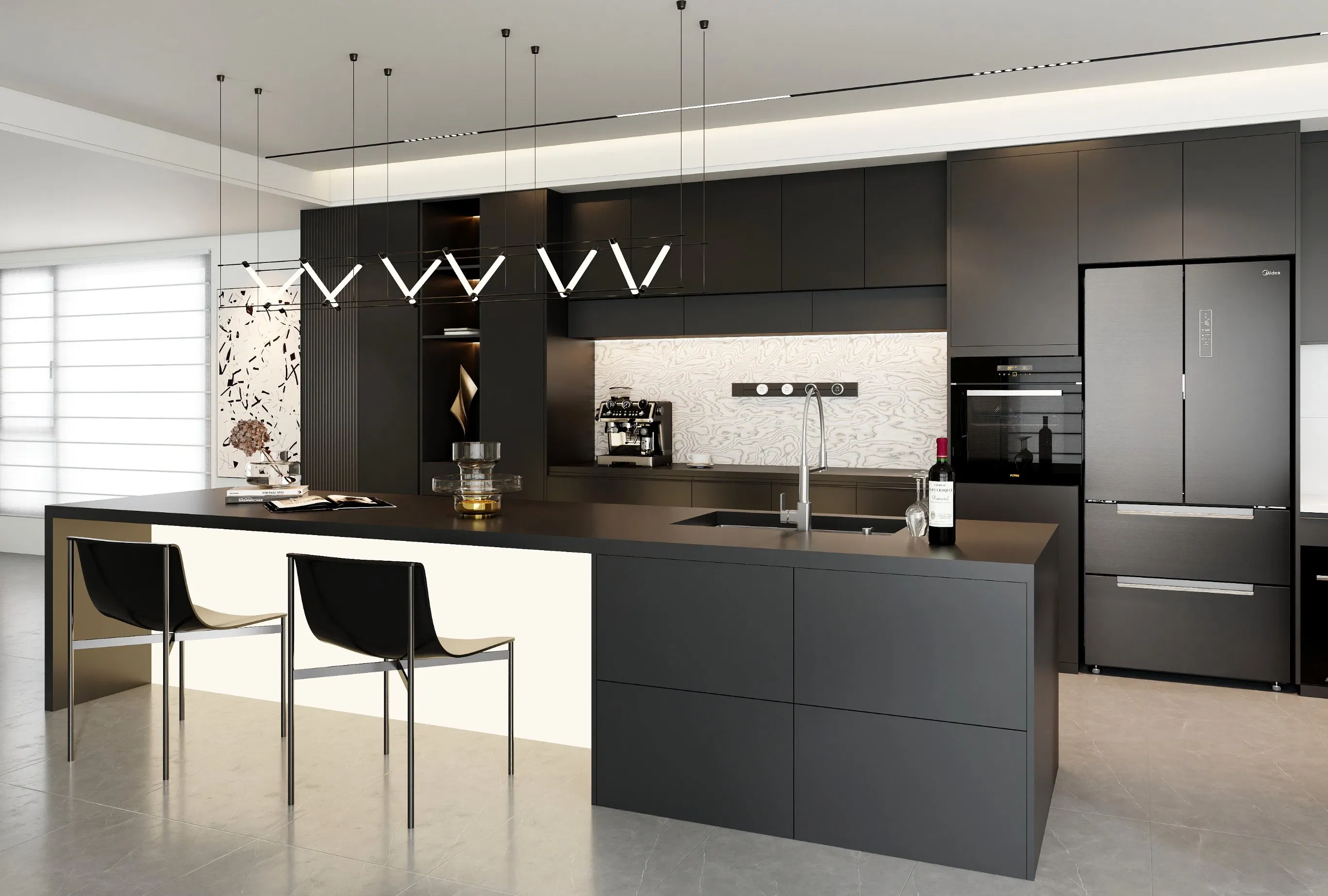 Design Novo Personalizado Moderno Alto Brilho Slim Alto Uni Superior Canto Estreito Branco Shaker Esculpido Madeira Sólida Escura Rta Lacquer Modular/MDF/PVC/Melamina Armário de Cozinha