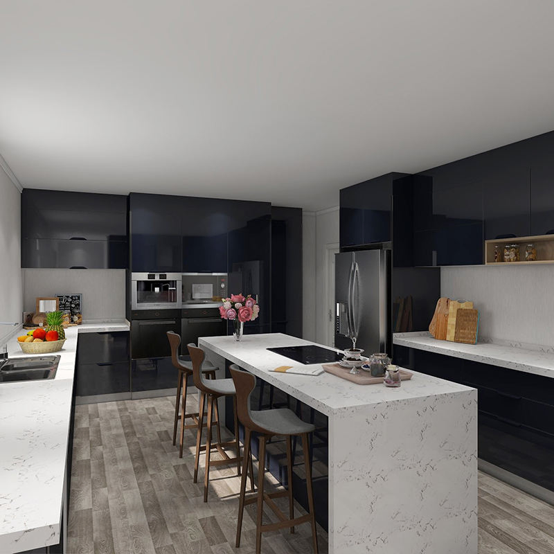 Móveis comerciais de luxo italianos, armários de cozinha prontos