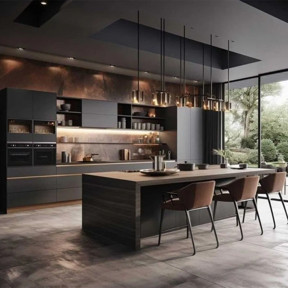 Armário de Cozinha Luxuoso Personalizado Alto e Inteligente de Luxo Moderno por Atacado
