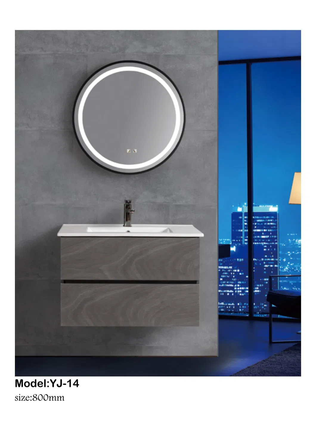Móvel de Banheiro Moderno Personalizado em Madeira para Hotel com Lavabo Inteligente de Parede