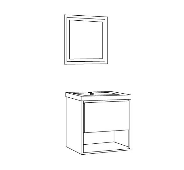 Móveis de Banheiro em MDF Branco Brilhante T9332