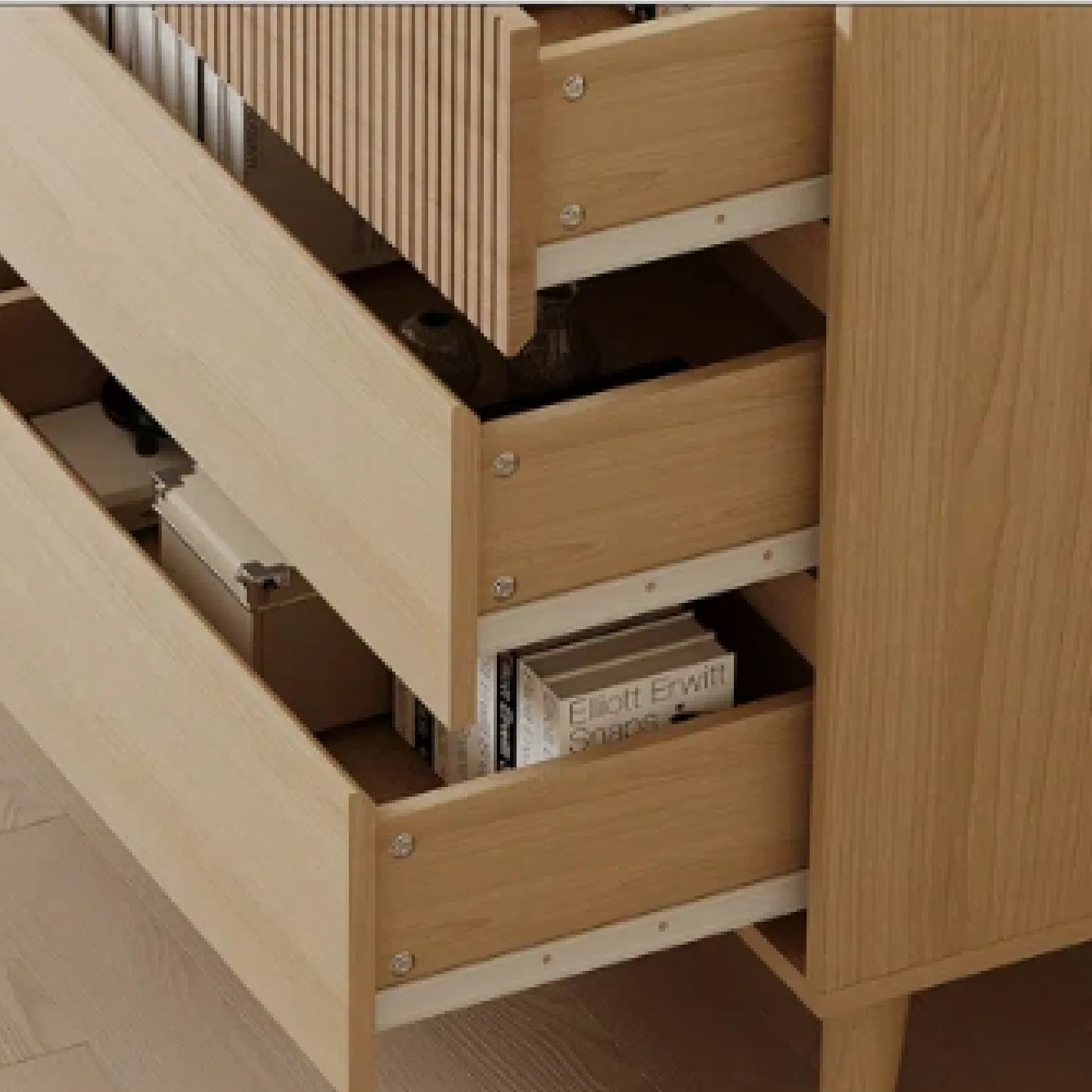 Móveis de Madeira Personalizados Design de Exibição de Luxo Atacado Armários de Armazenamento Altos em Laminado de Madeira Moderna