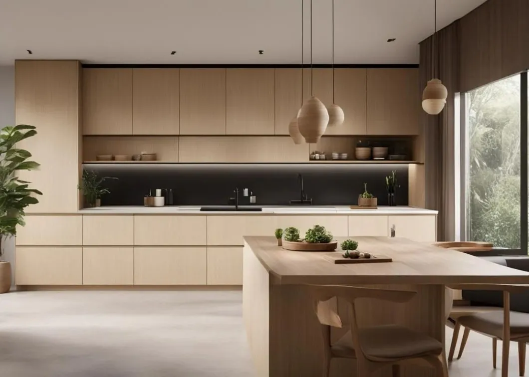 Cozinha Moderna com Design Personalizado de Armários e Ilha de Cozinha Completa