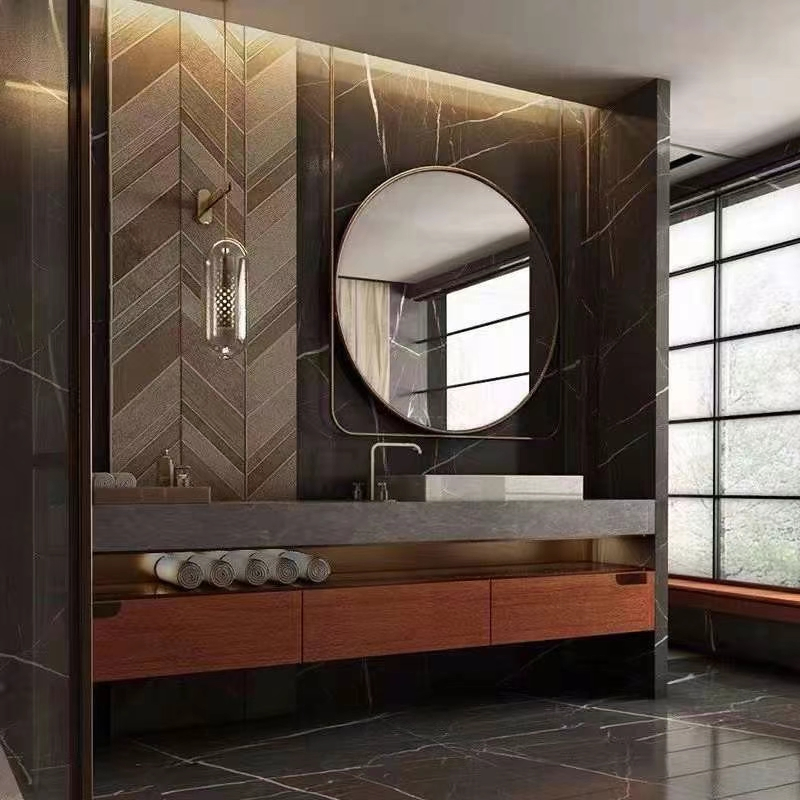 Mármore OEM Pedra Moderna Parede MDF Mobiliário de Banheiro Hotel