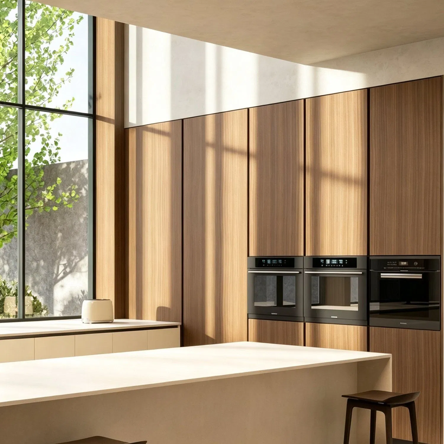 Made to Order Floor Standing Corner Wood Veneer Kitchen Cabinet
