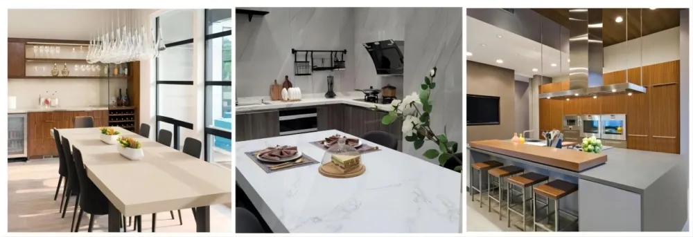 Armário de despensa cinza OSB moderno, armários de cozinha, design personalizado em forma de U
