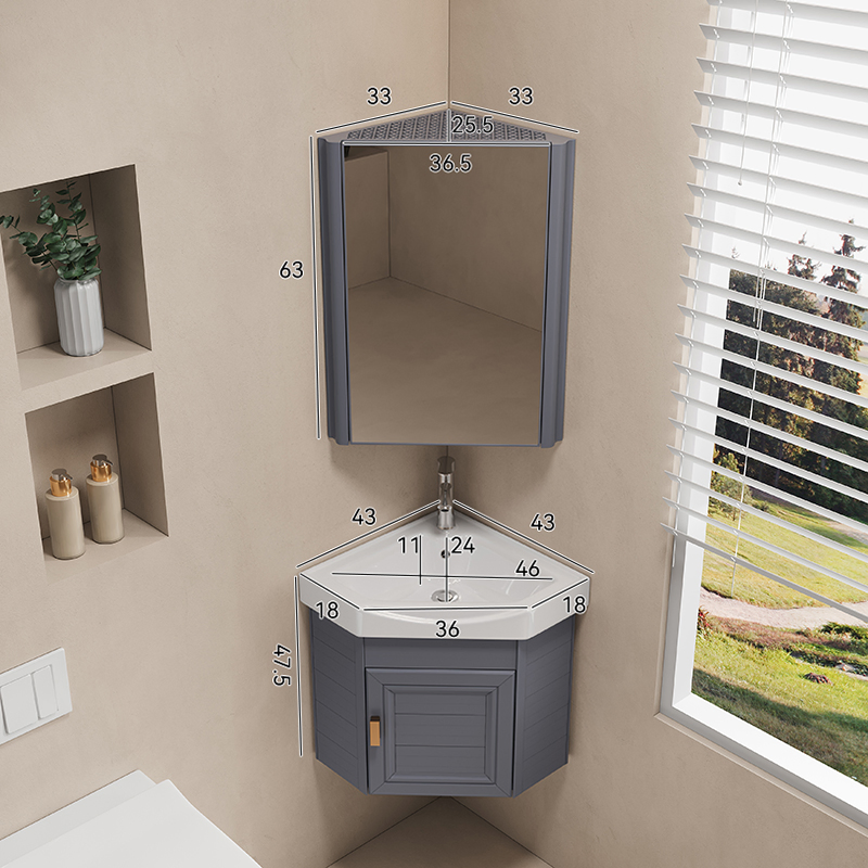 Novo Armário de Banheiro Pequeno com Design Simples no Canto com Espelho Yp06-42g