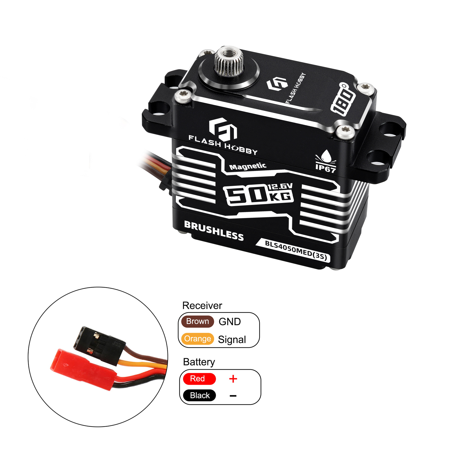 OEM/ODM BLS4050MED 50KG 0.08S 12.6V 4S LiPo Direct Power Digital Programmable Brushless Motor Servo Car Home Appliance Fan