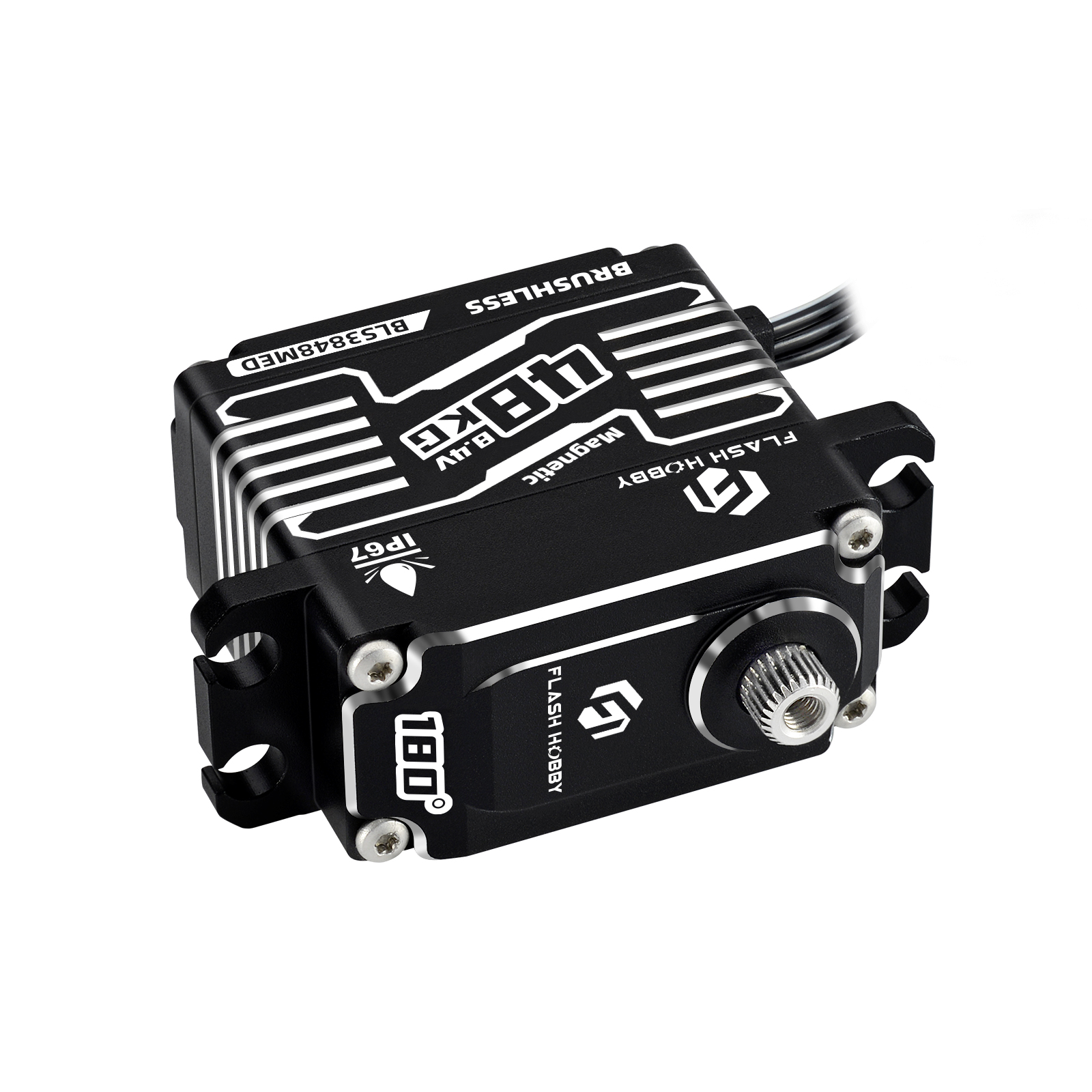 Flashhobby 48KG Torque BLS3848MED Waterproof High Precision Helical Gear Digital Brushless Servo Motor Aluminum Case for RC Fan
